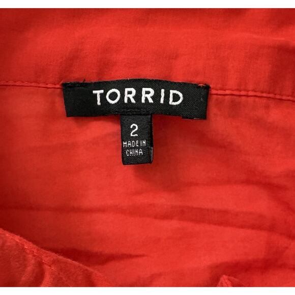 Torrid Black Skull & Roses Chiffon Back Bow Sheer Blouse with Red Jacket Size 2X - Picture 16 of 16